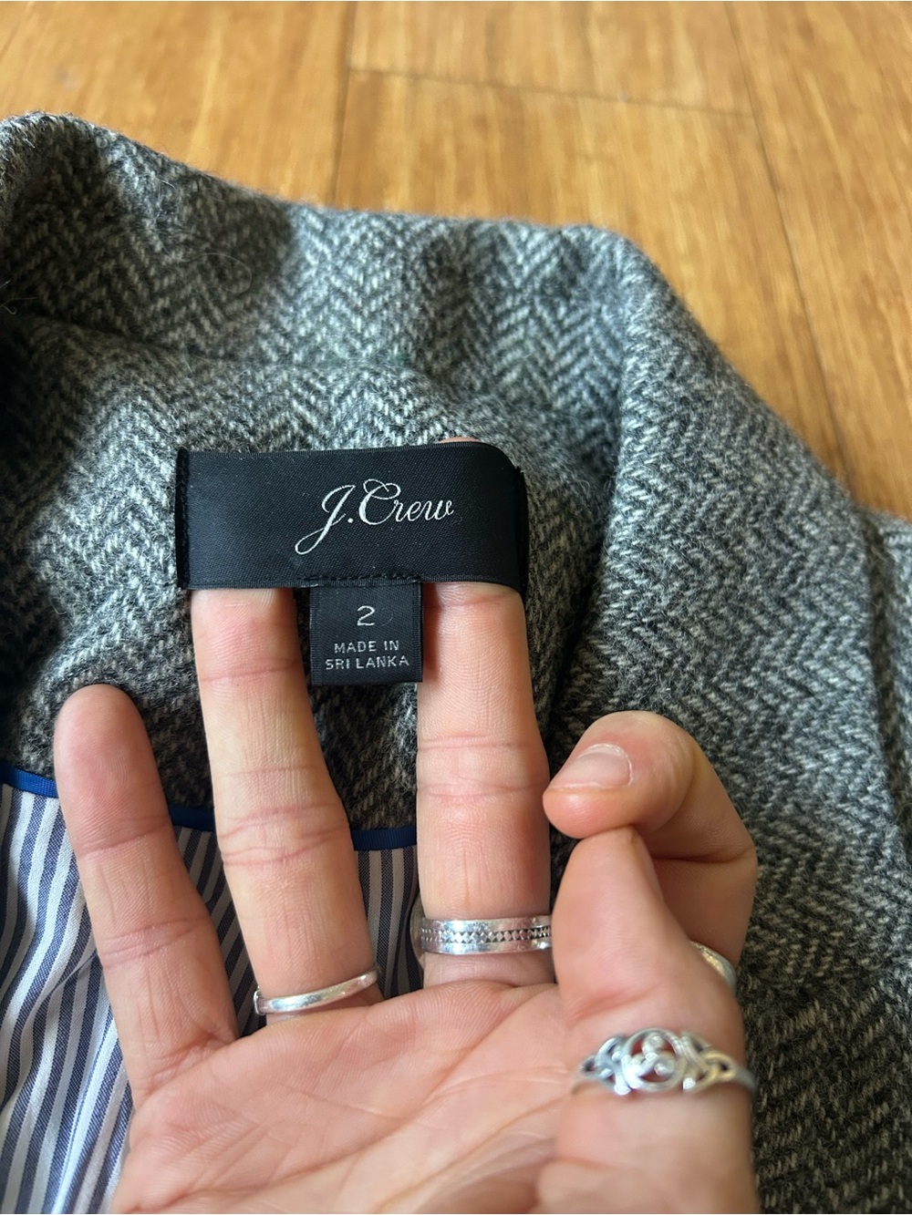 J Crew Somerset Blazer Jacket Womens Gray Graphite Herringbone Wool English - Sz - Picture 6 of 10